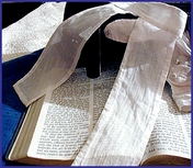 a traveling preachers lappets, bible and portmanteau